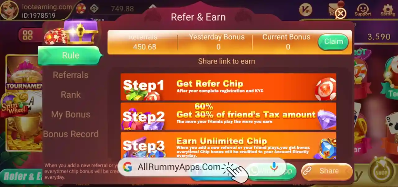 Most Rummy Refer & Earn